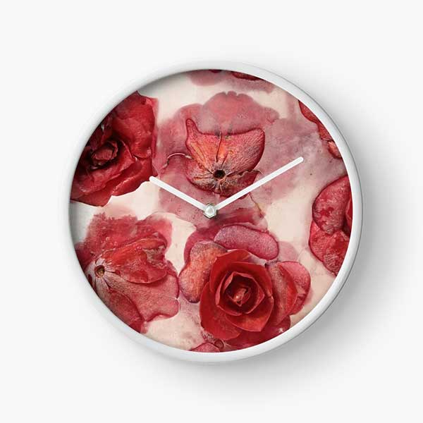 Frozen Flowers Nature Abstract Clock