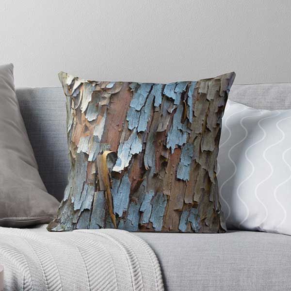 Peeling Renewal Arbutus Tree Bark Abstract Pillow